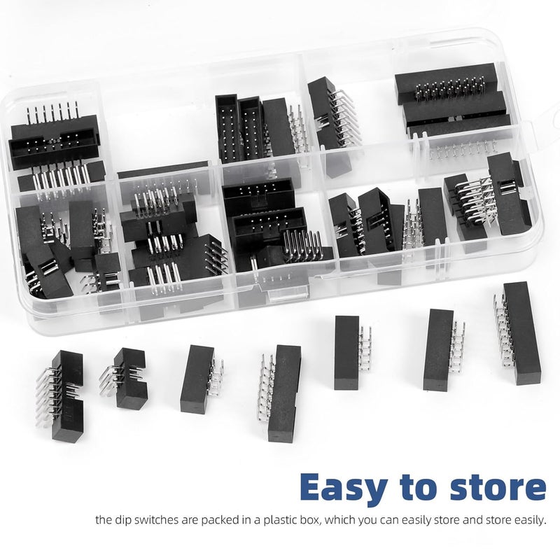 Glarks 47pcs 6/8/10/12/14/16/18Pin 2mm Pitch Dual Row Right Angle Box Header Kit, 7 Sizes IDC Socket Connector, IDC Box Headers, Dual Pin Box Headers for PCB Electronic Equipment Projects - Image 5